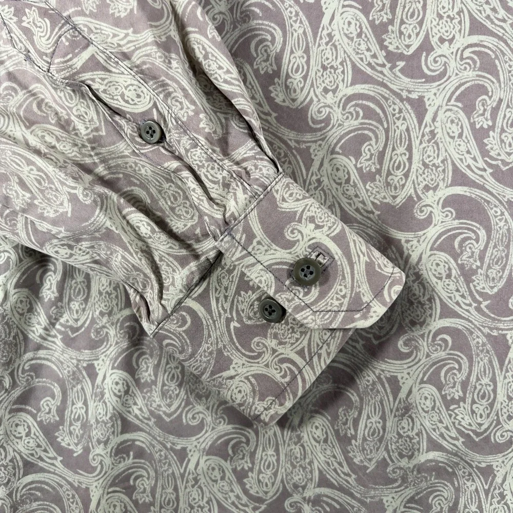 Tommy Bahama Island Soft Shirt Mens Large Purple Beige Paisley Button Up Casual - Picture 8 of 14